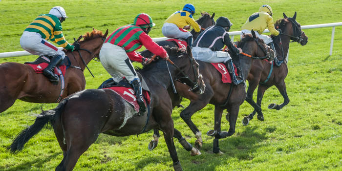 Horse racing in progress.
