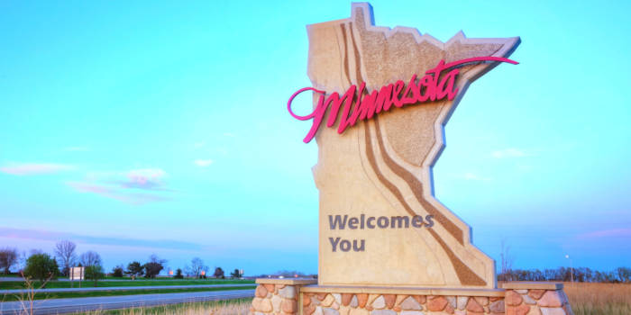 Minnesota state welcome sign.